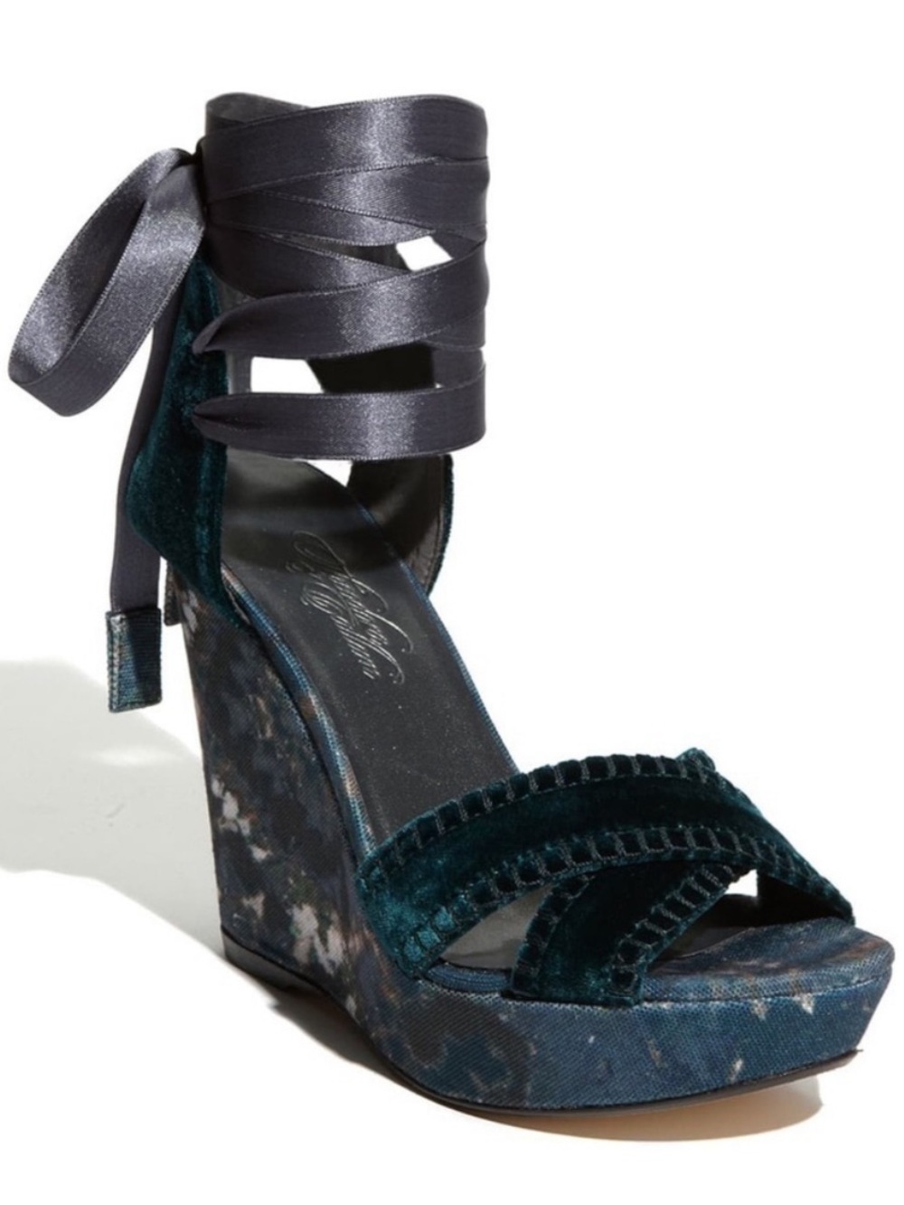 Stuart Weitzman Biarritz Velvet Lace-Up Sandal Size 9